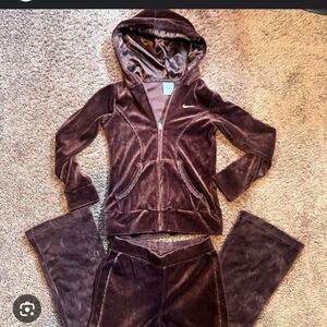 NIKE Y2K Velour Tracksuit 2-Piece Brown Size Small